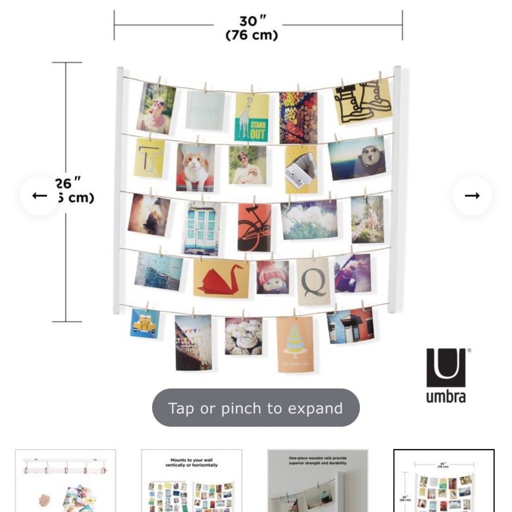 New Umbra White HANGIT wooden clip 26X30 WALL MEMO